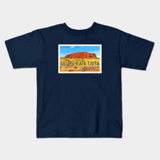 Uluru-Kata Tjuta National Park - Australia Northern Territory - Vintage Postcard Kids T-Shirt